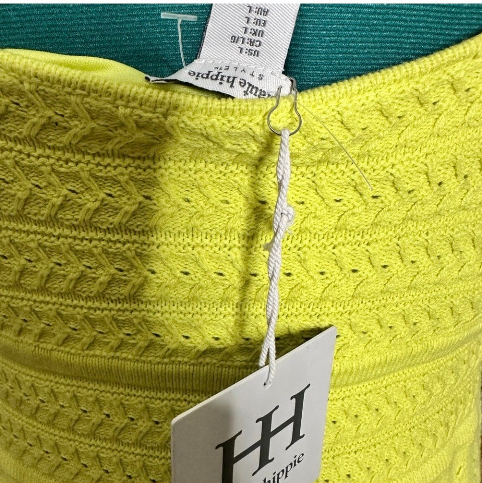 NWT Haute Hippie Lime Green sweater Dress sz L