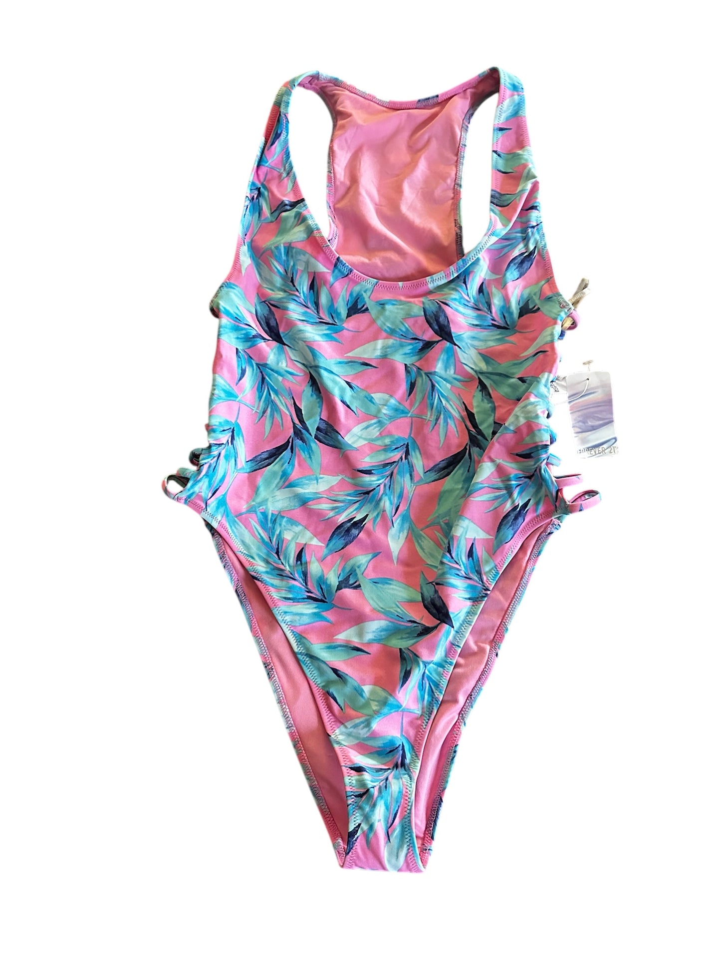 NEW 1pc pink/blue bathing suit sz L