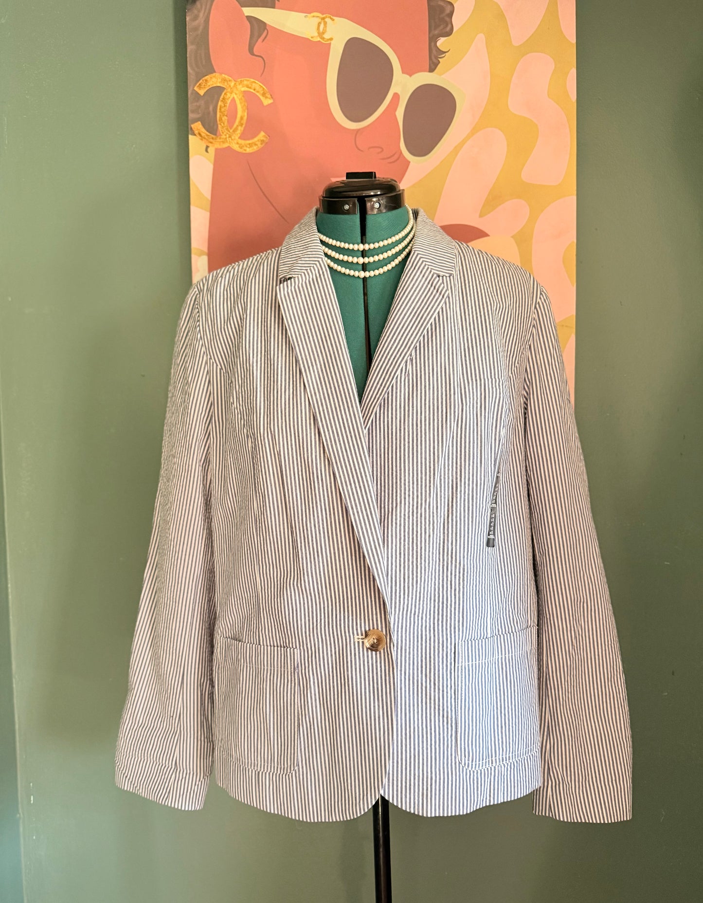GAP blue NWT seasucker jacket size 16 two button closure