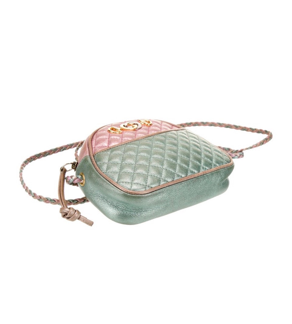 Gucci Leather Quilted Pink and Green Crossbody