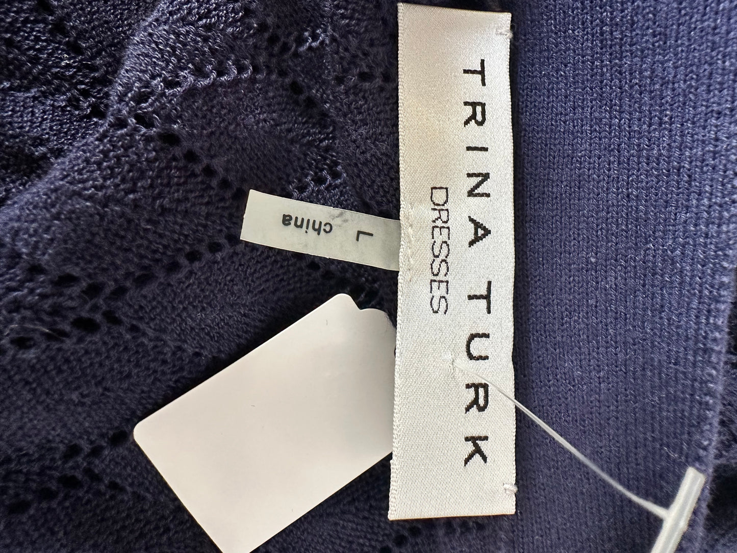 Trina Turk Navy Fit and Flare Dress Sz L
