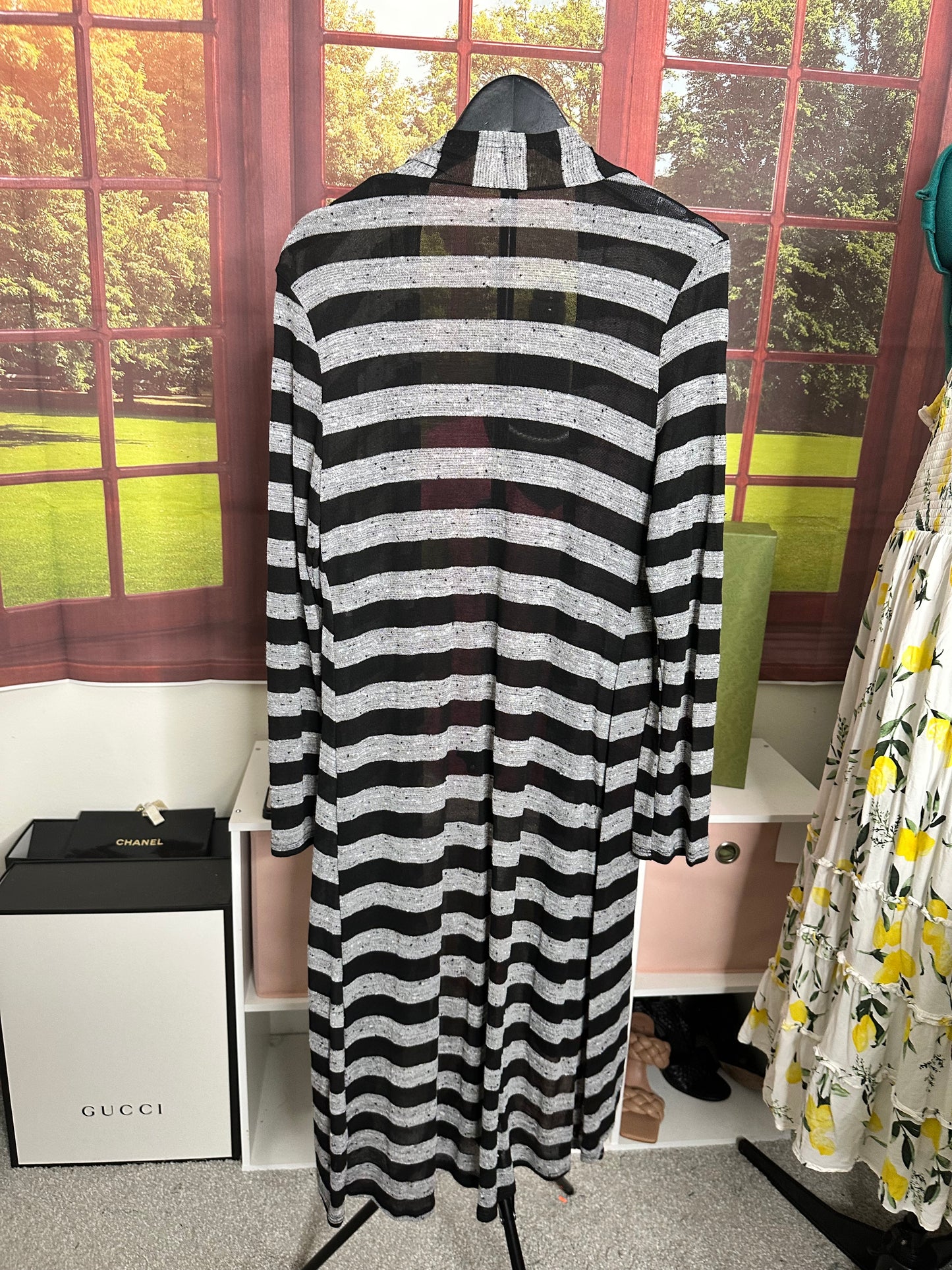 Azules black and gray stripe open cardigan