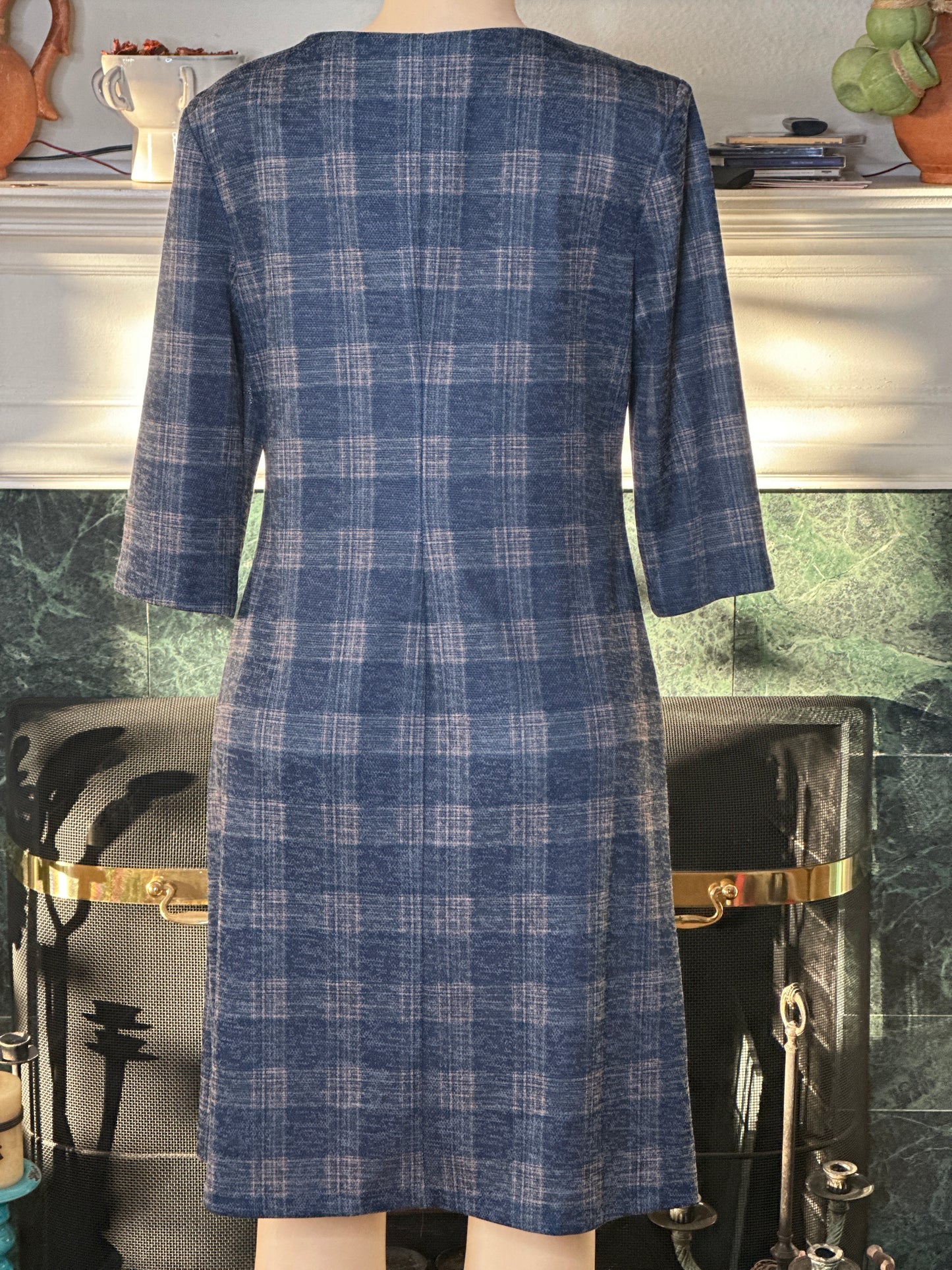 Connected Apparel Blue Plaid dress sz 12