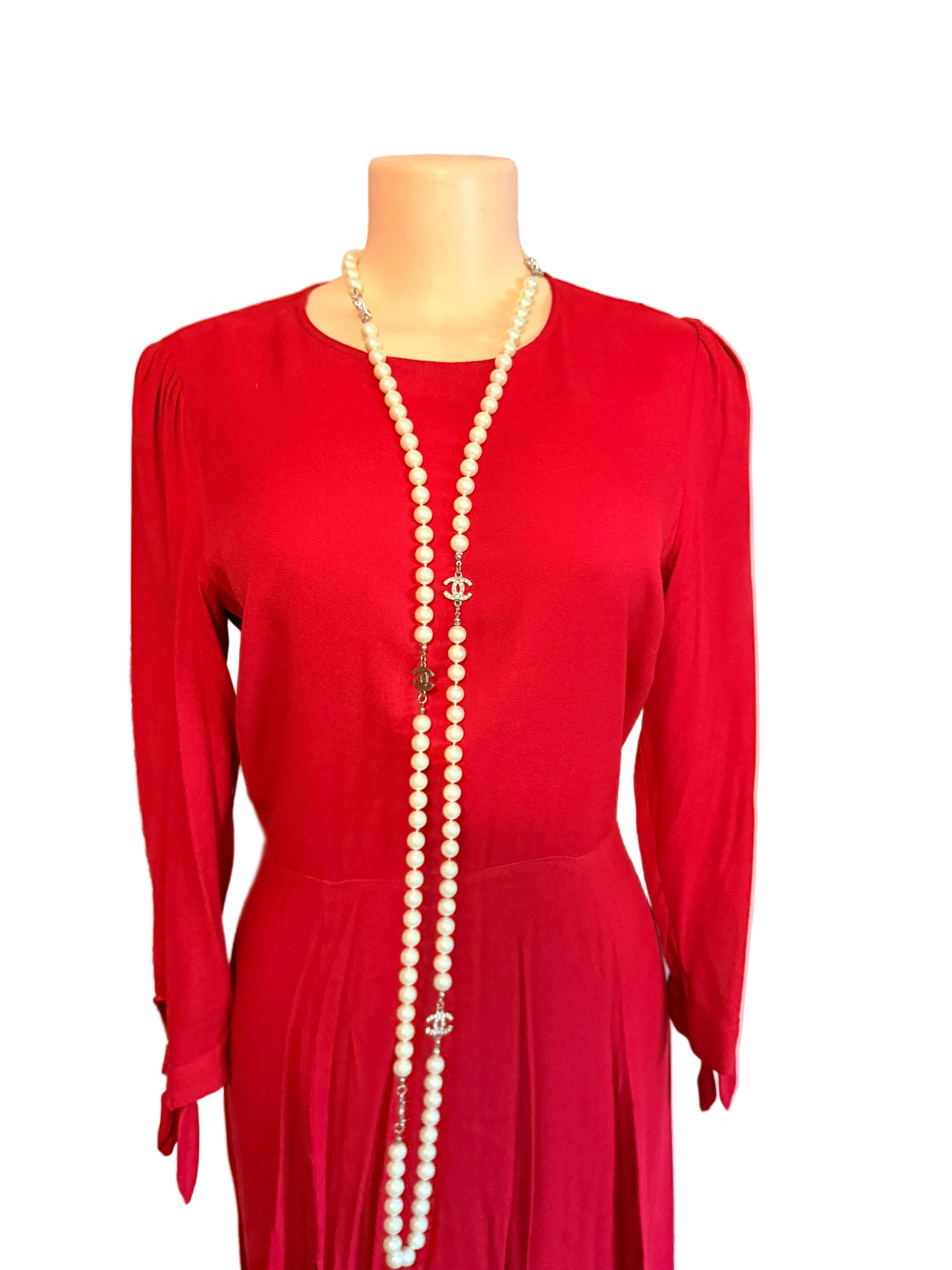 Reformation long sleeves red dress with high slit midi Sz 8
