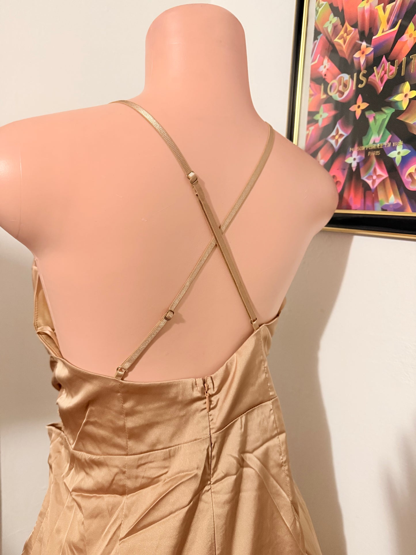 Adora light gold slip dress