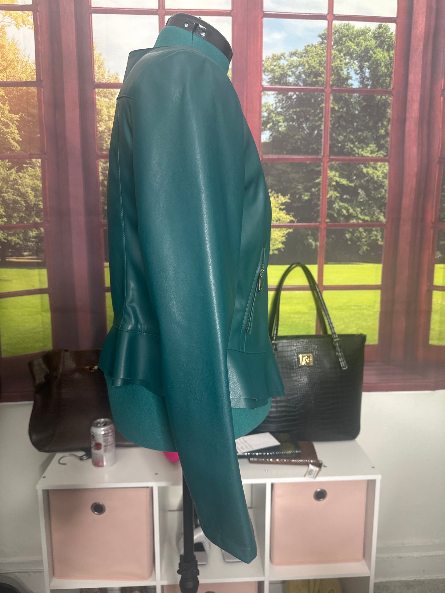 Marc New York Green Faux leather blazer sz XL