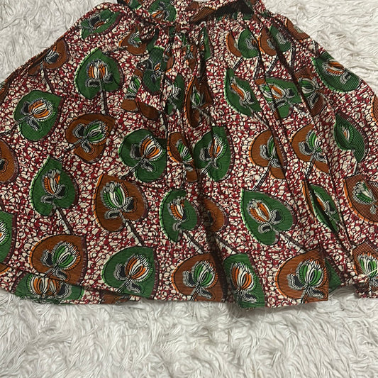African brown mini skirt OS