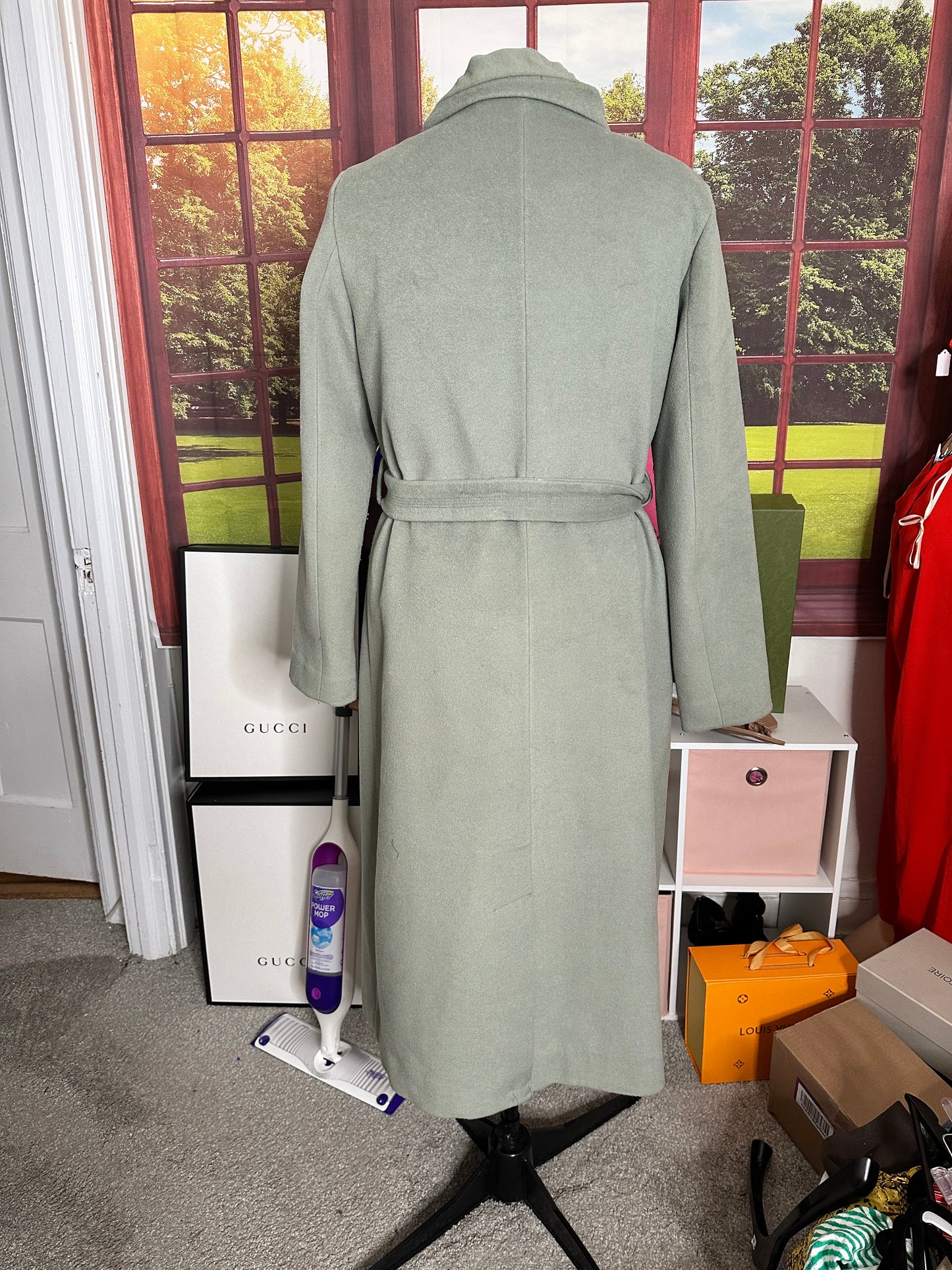Kenneth Cole Soft Green coat with belt sz 14