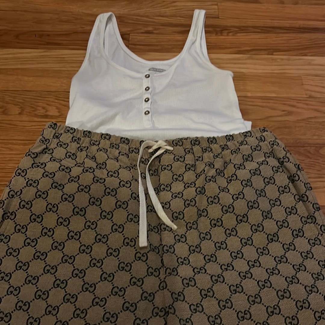 GG Canvas Pants with leather interlocking G Sz 44