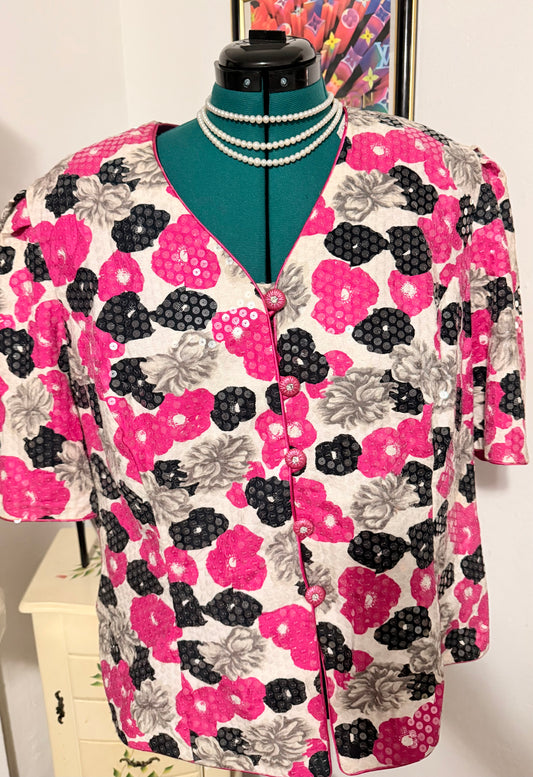 Karen Miller NY pick and silver sequins jacket Size 24