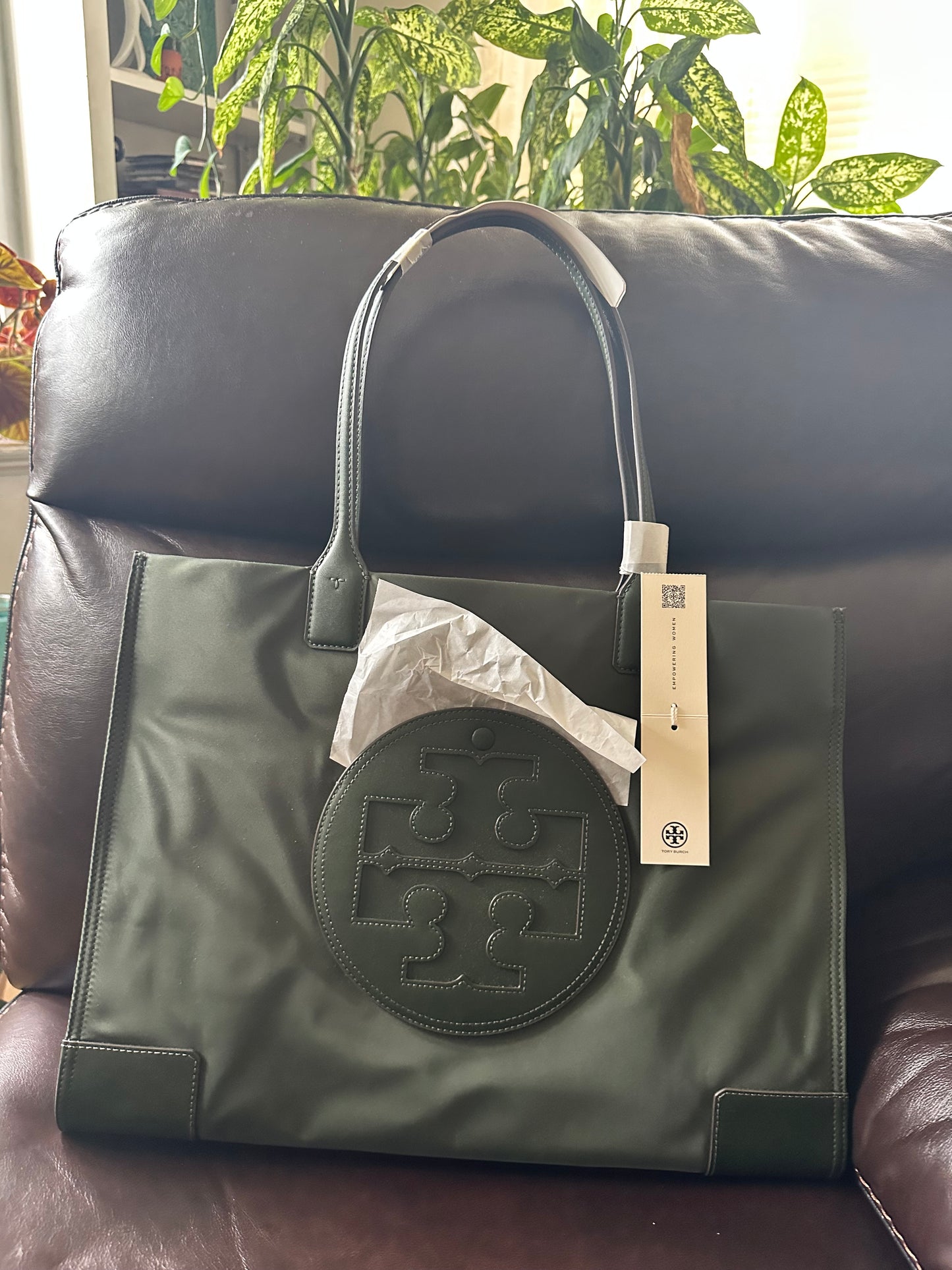 Tory Burch Olive Green Large Tote Bag