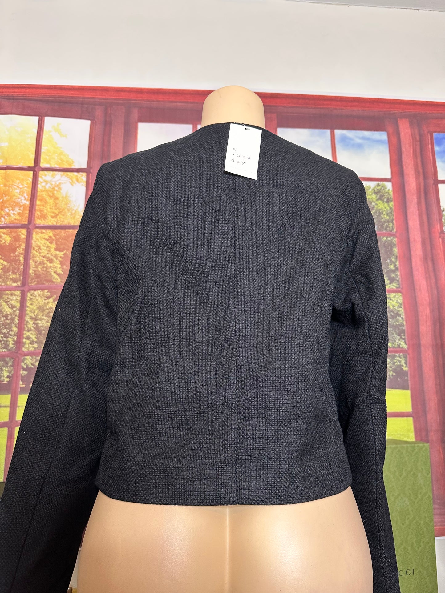 NWT A New Day, black tweed blazer, gold buttons size medium