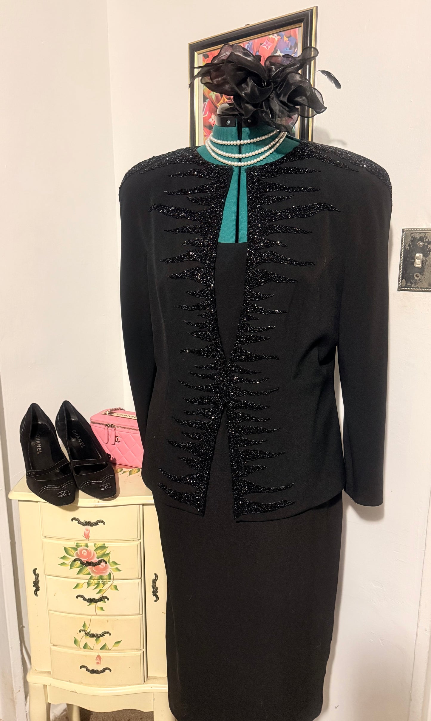 Day Mor Couture Sequins black top 2 pc  Sz 16