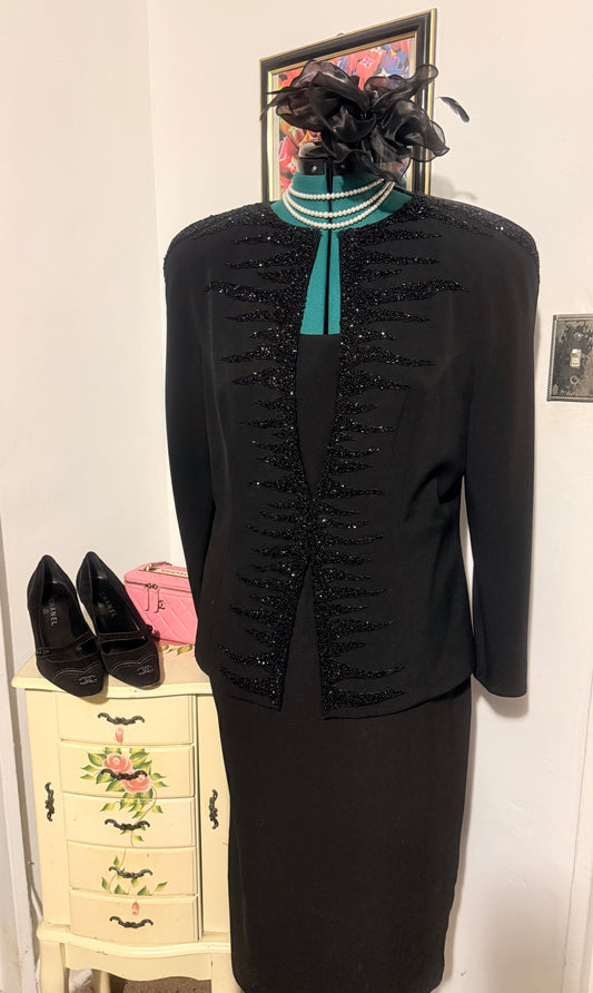 Day Mor Couture Sequins black top 2 pc  Sz 16