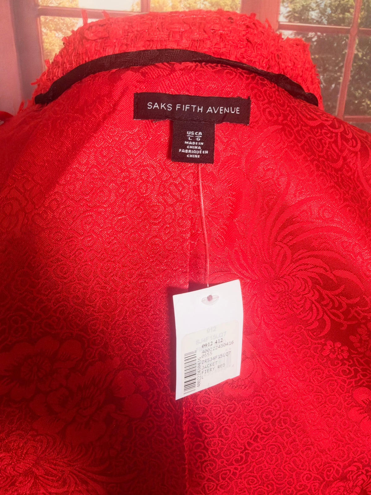 Saks Fifth Avenue Red Tweed Blazer sz L NWT
