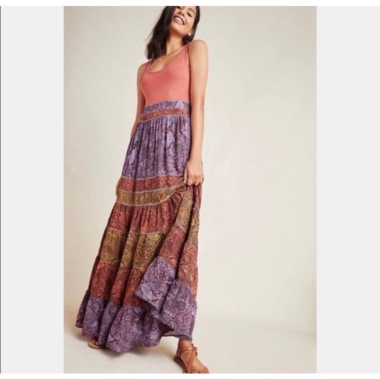Anthropologie Boho Maxi Dress Sz S