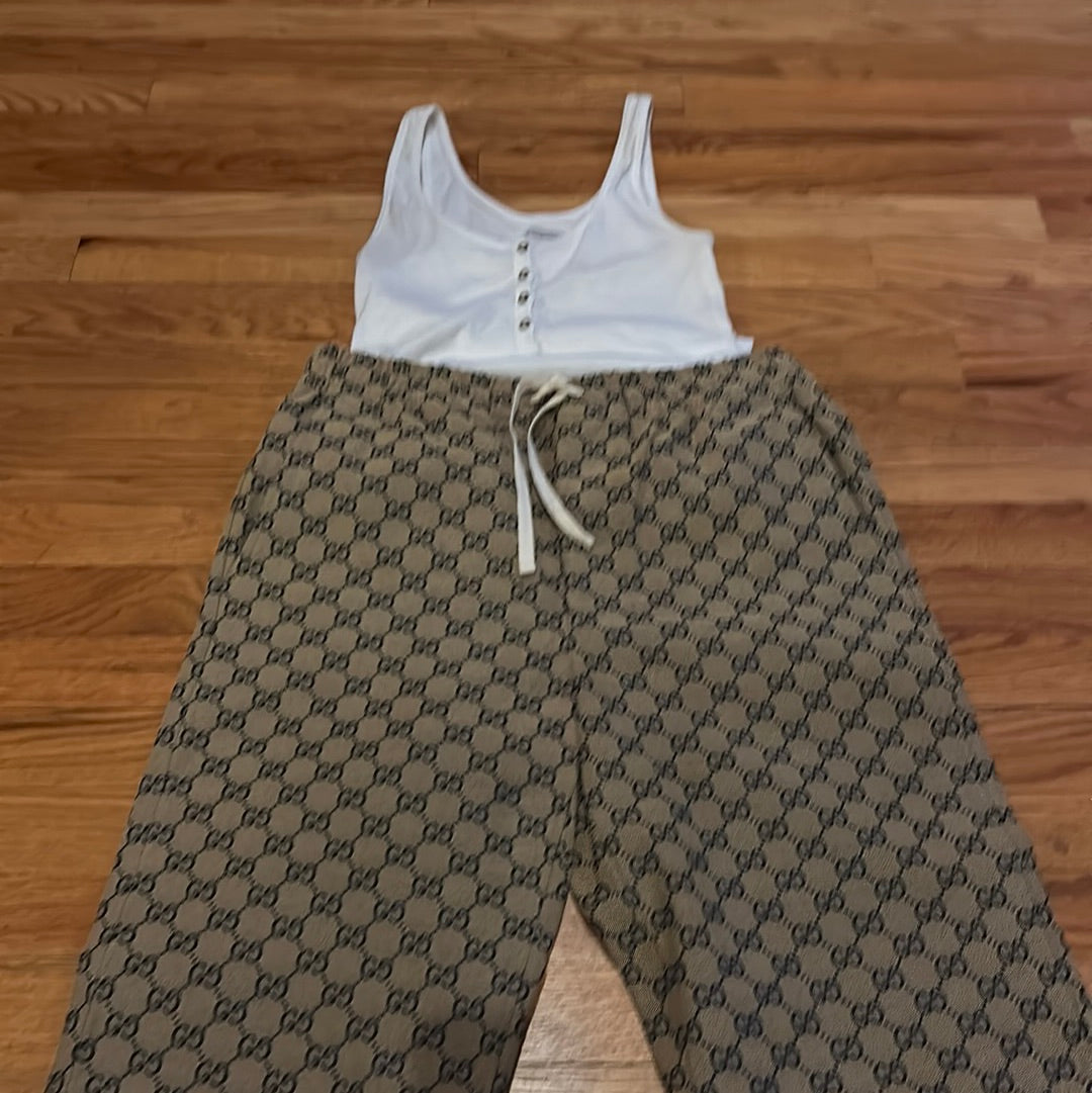 GG Canvas Pants with leather interlocking G Sz 44