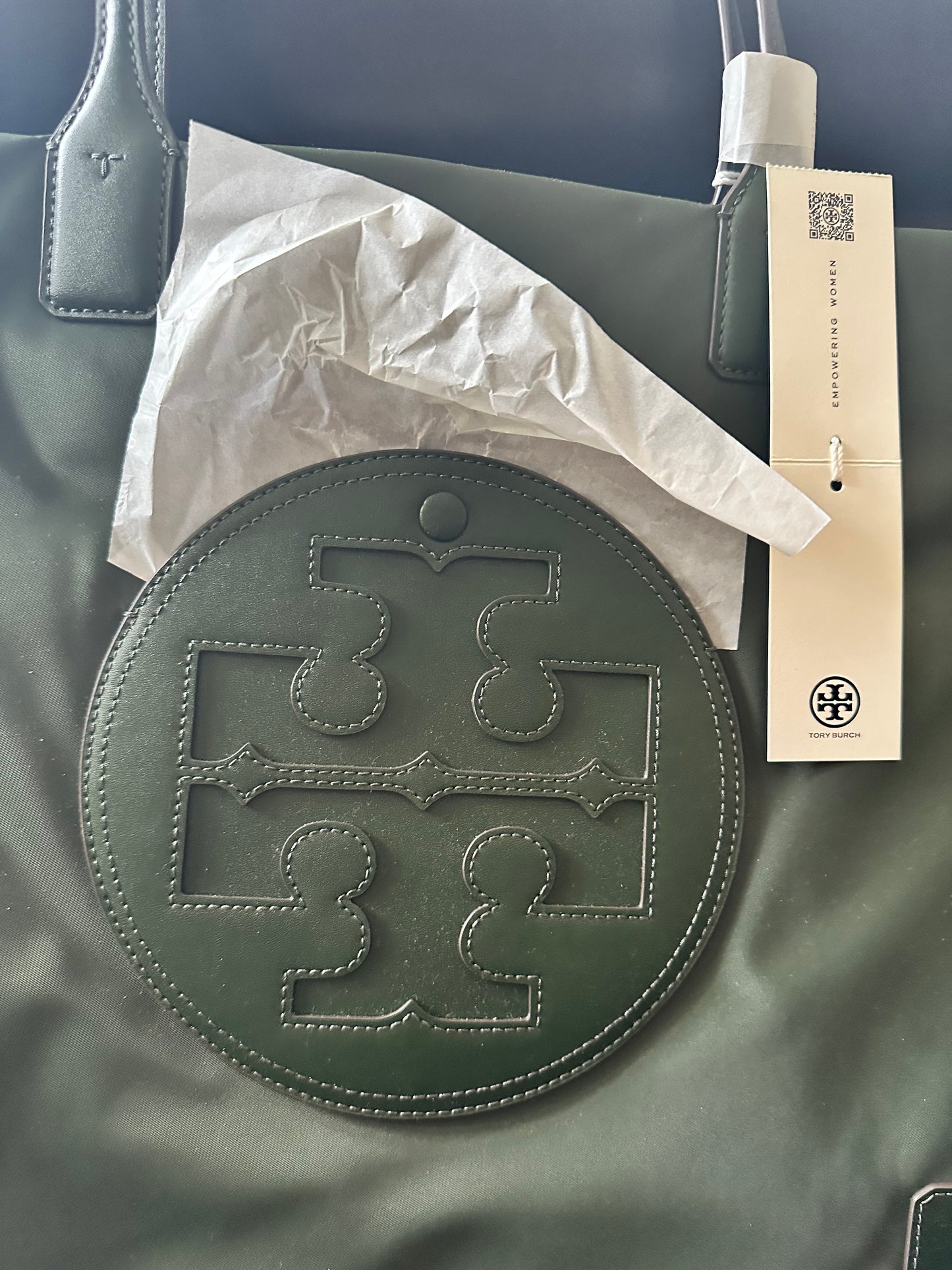 Tory Burch Olive Green Large Tote Bag