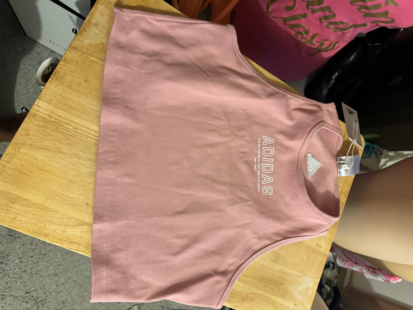 NWT Adidas peach sport crop top sz L