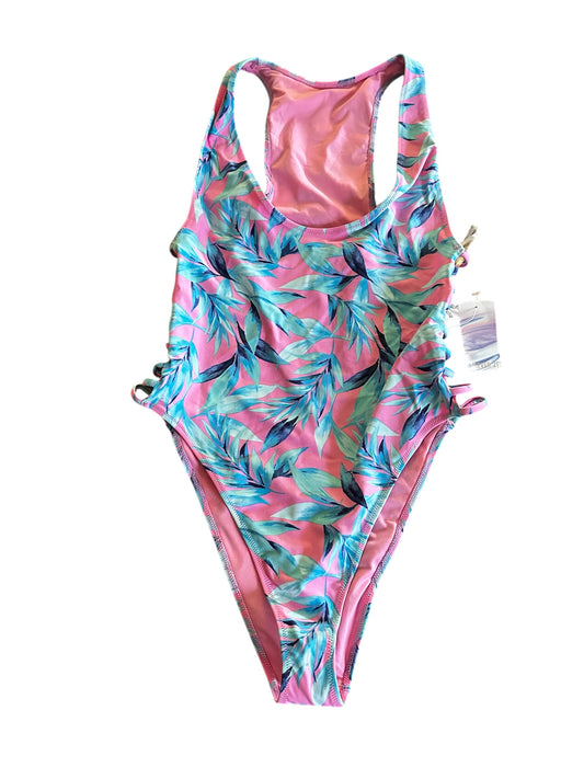 NEW 1pc pink/blue bathing suit sz L