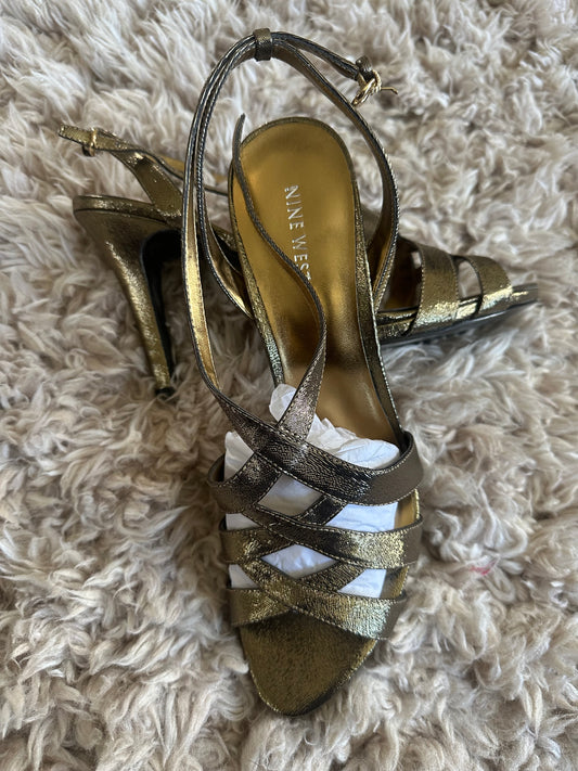 New Nine West bronze crisscross 4” sandals sz 11