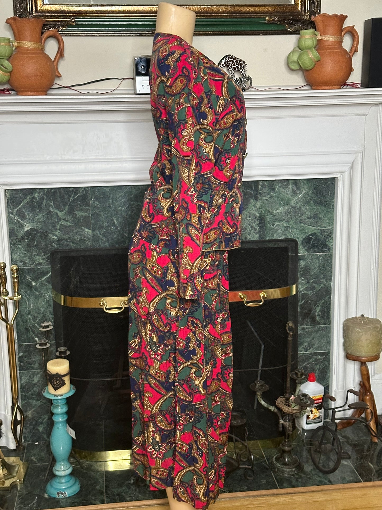 Vintage Norton McNaughton gold trimmed 2pc skirt set sz 10