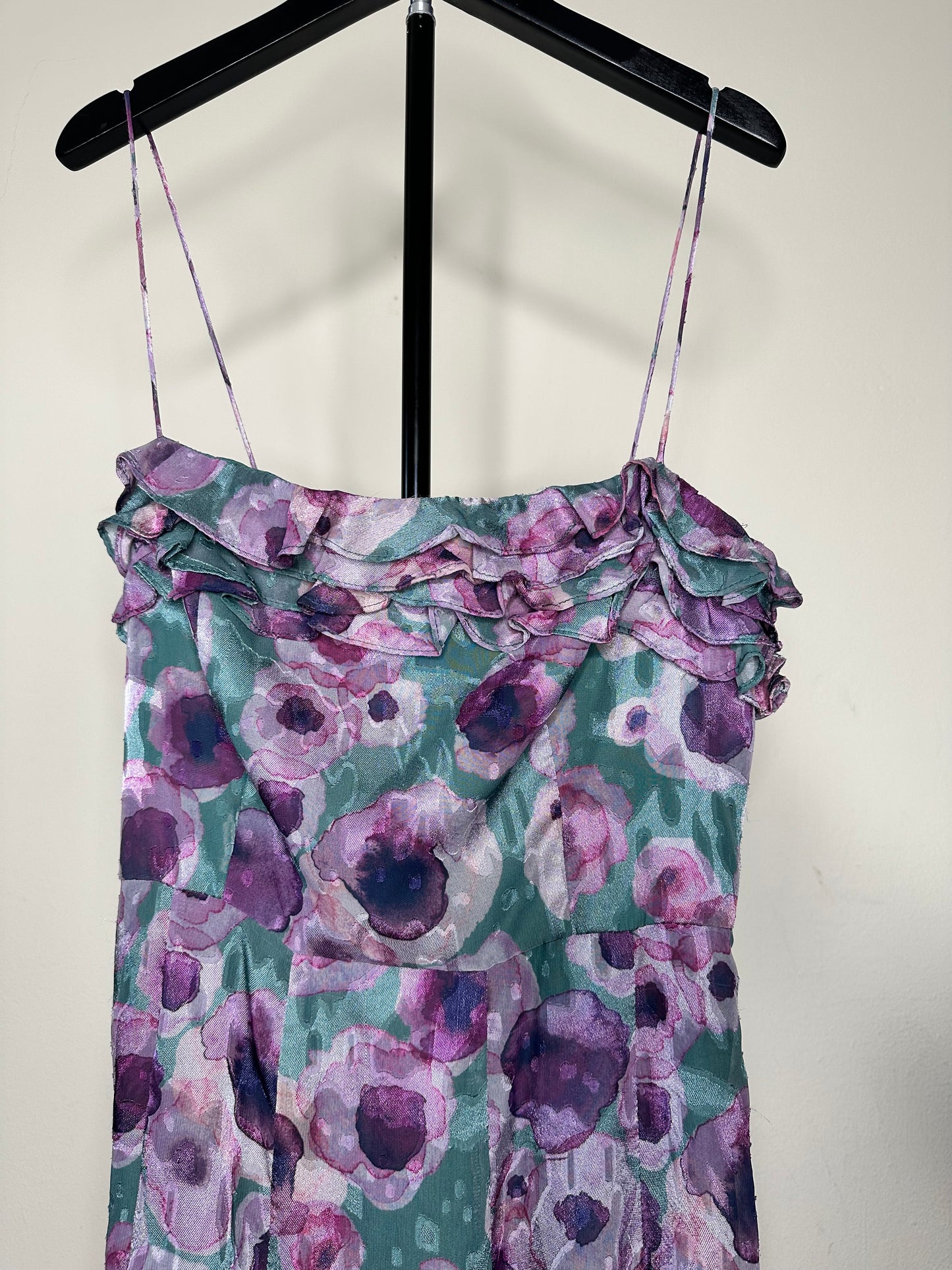 Slate and Willow green and purple floral midi dress size 6