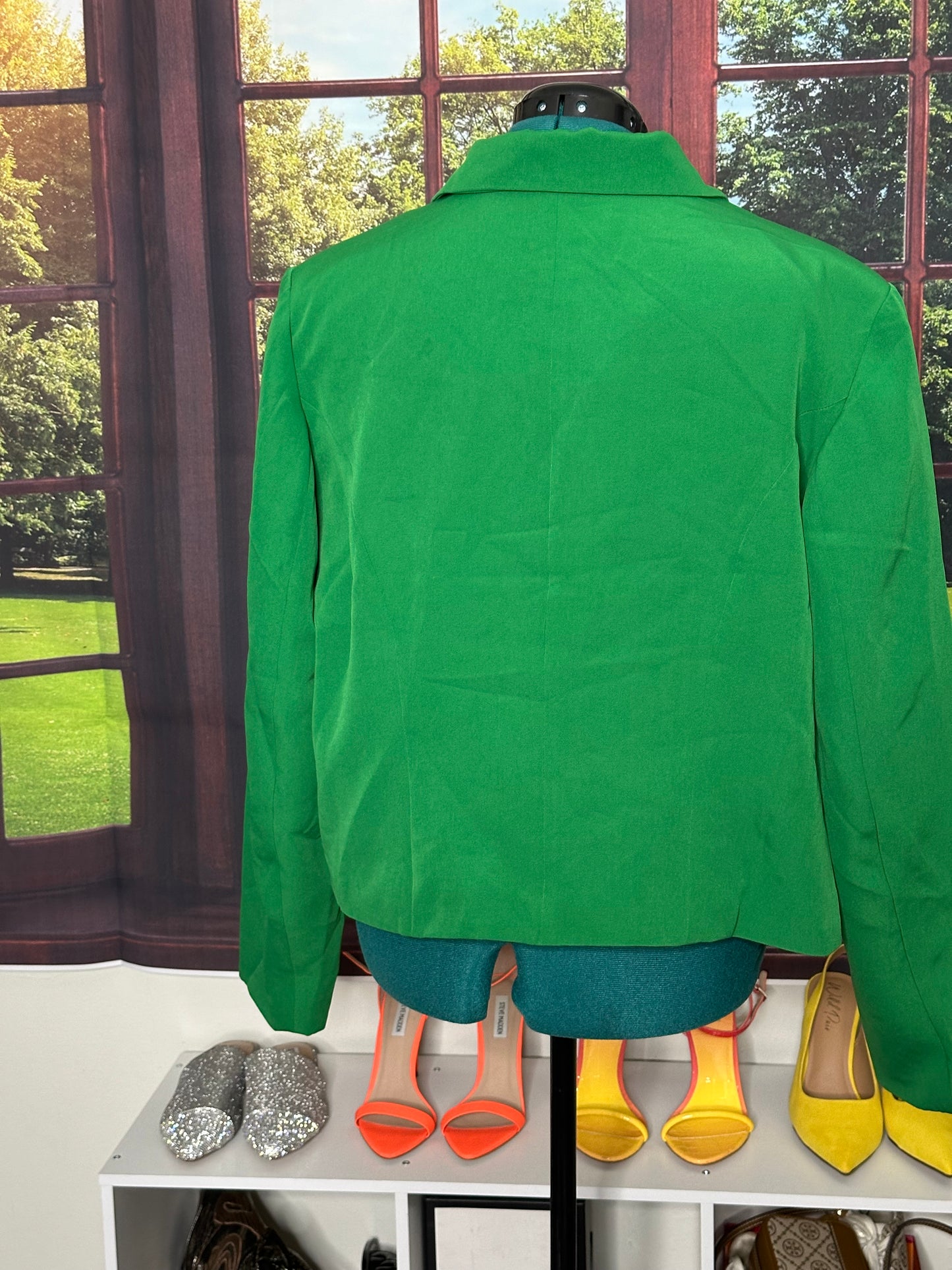 NWT By Design Apple Green Double Breast Blazer w/ Gold buttons Sz 2X