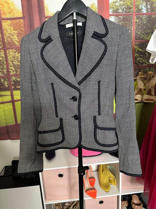 Escada Black and white Piped Tailored blazer sz 34 (XS)