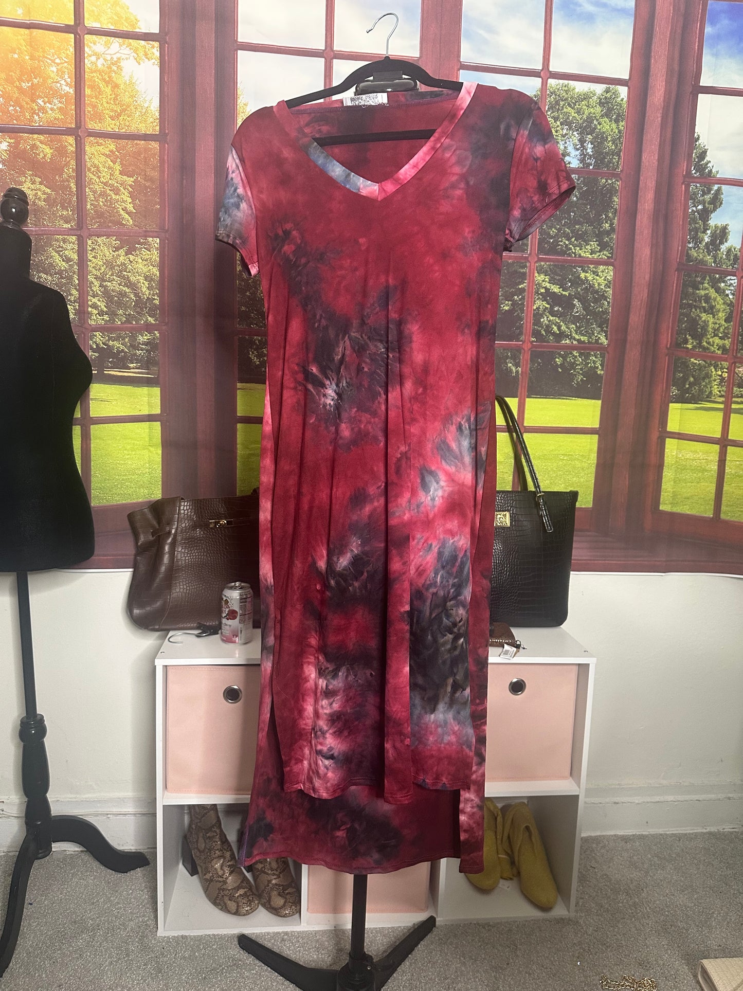 Burgundy tie dye hi/lo dress sz S/M