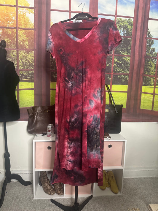 Burgundy tie dye hi/lo dress sz S/M