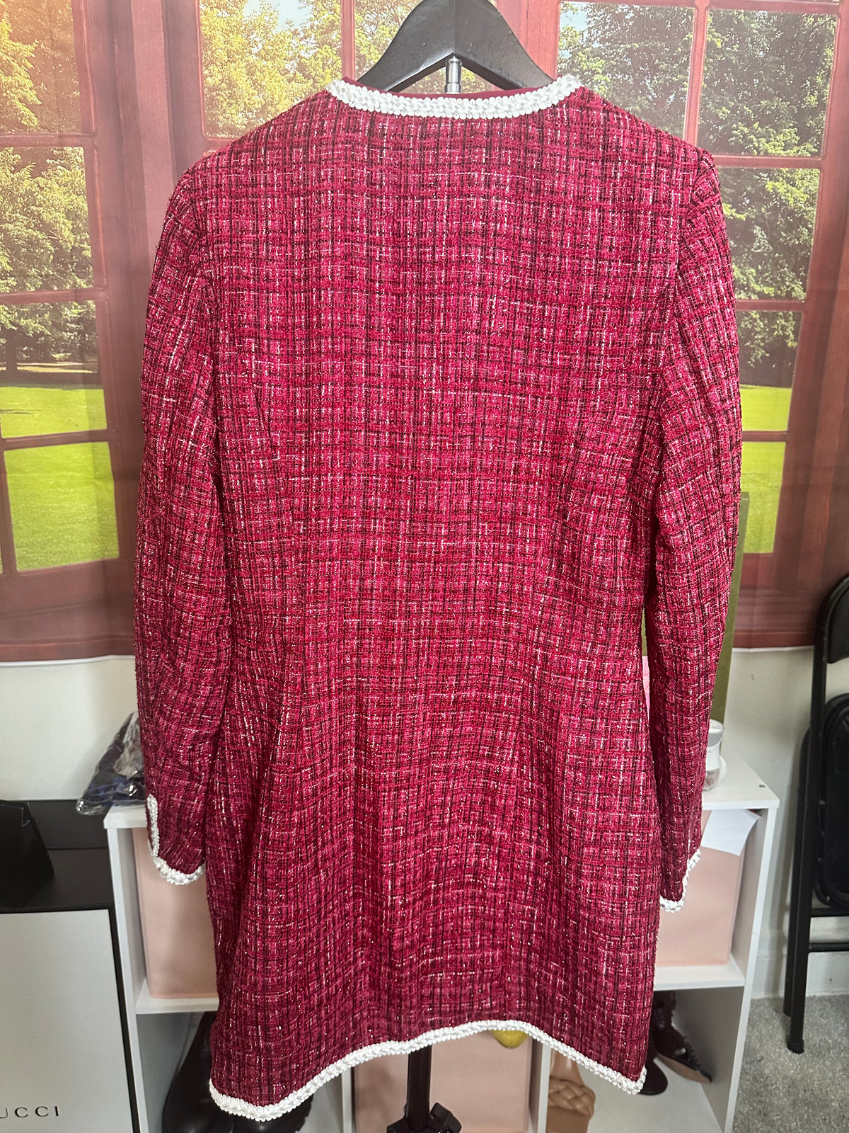 NWT Fashionnova Wine Tweed Mini Dress Sz M