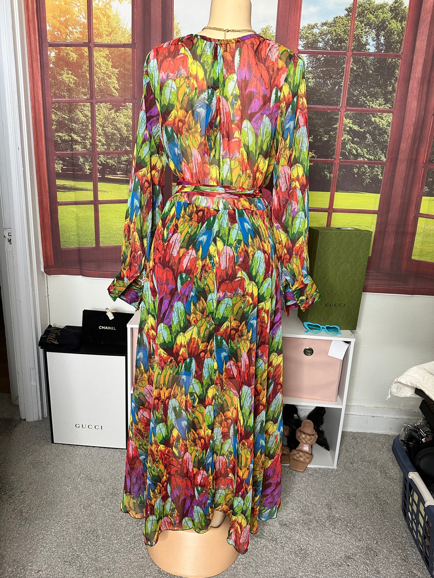 NWT Spy zone Multicolor Chiffon Maxi sz L