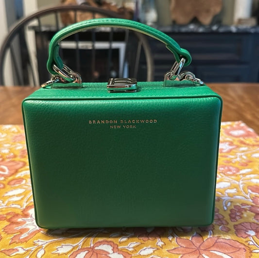 Brandon Blackwood Apple Green Leather Trunk With Silver Hardware. Worn once!
