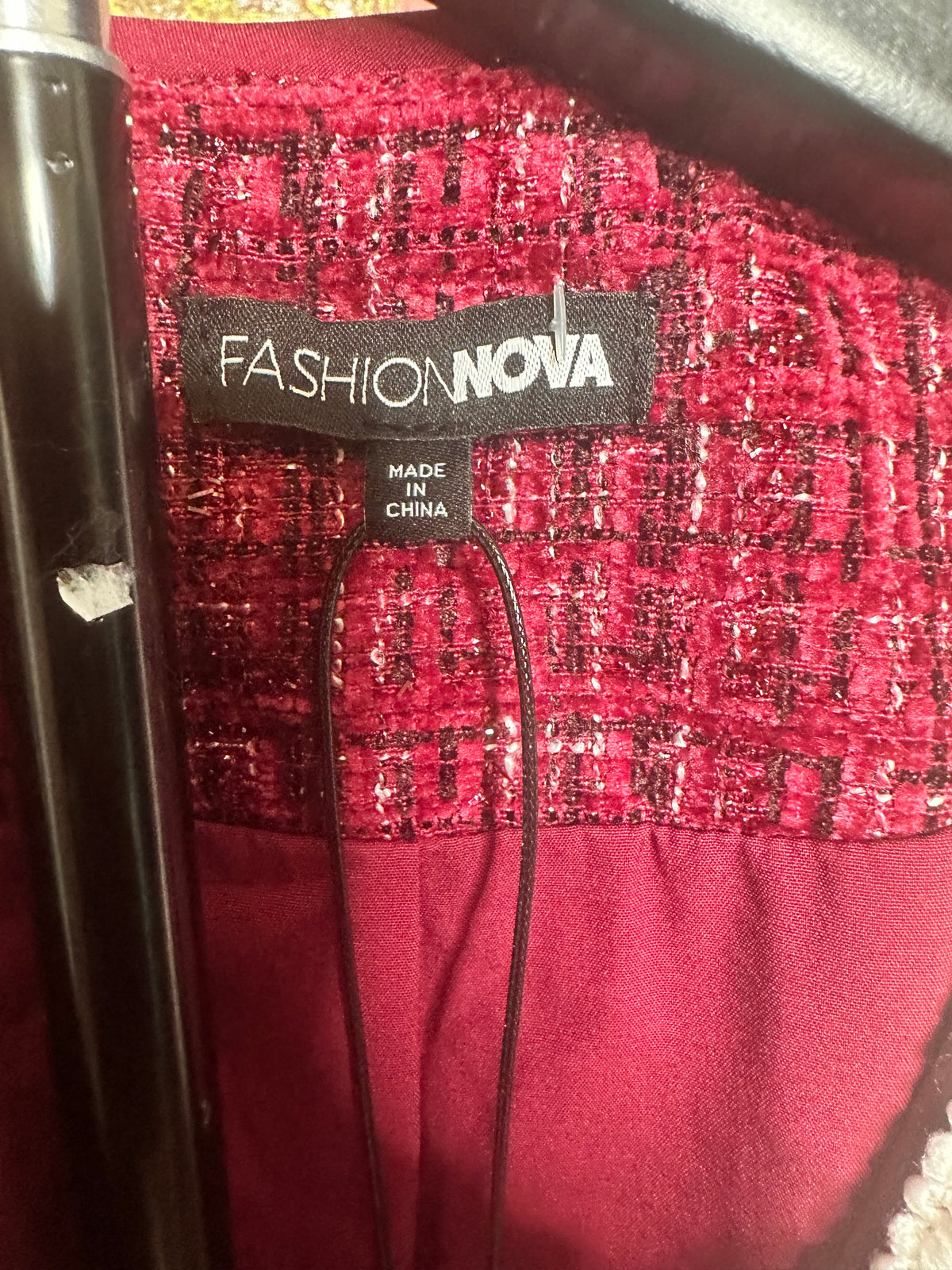 NWT Fashionnova Wine Tweed Mini Dress Sz M