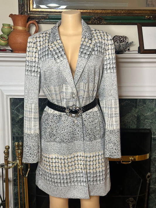 Preloved Cato grey print coat sz L