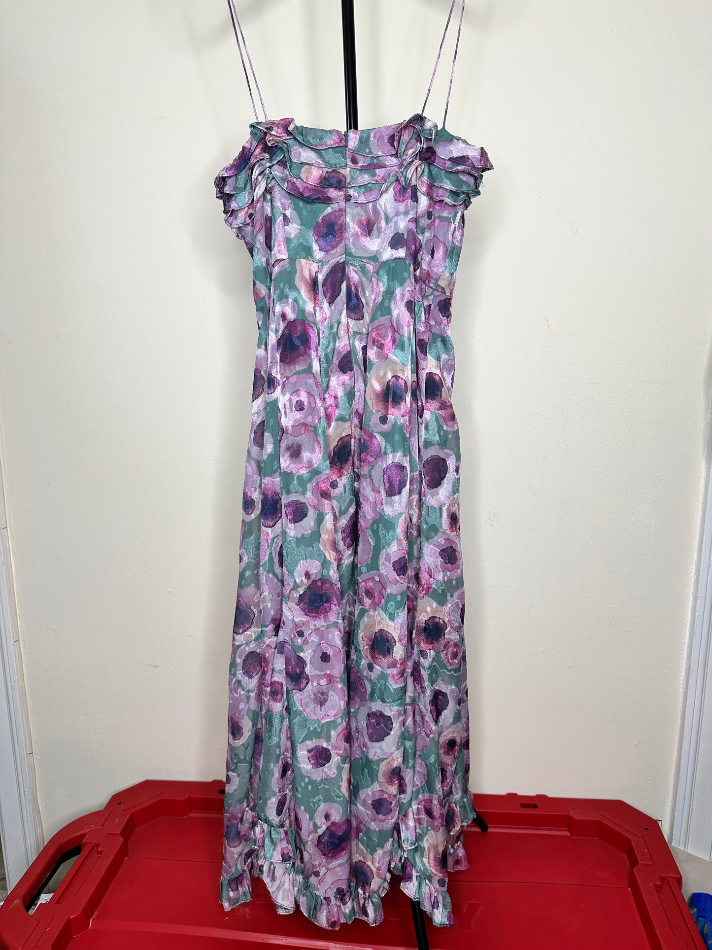 Slate and Willow green and purple floral midi dress size 6