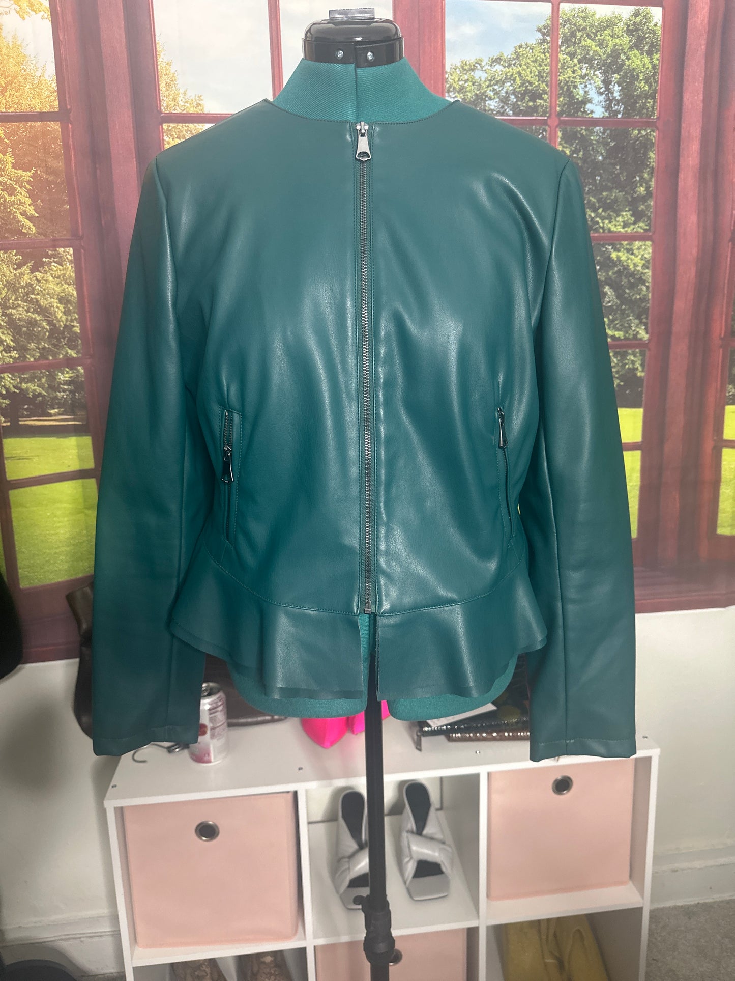 Marc New York Green Faux leather blazer sz XL