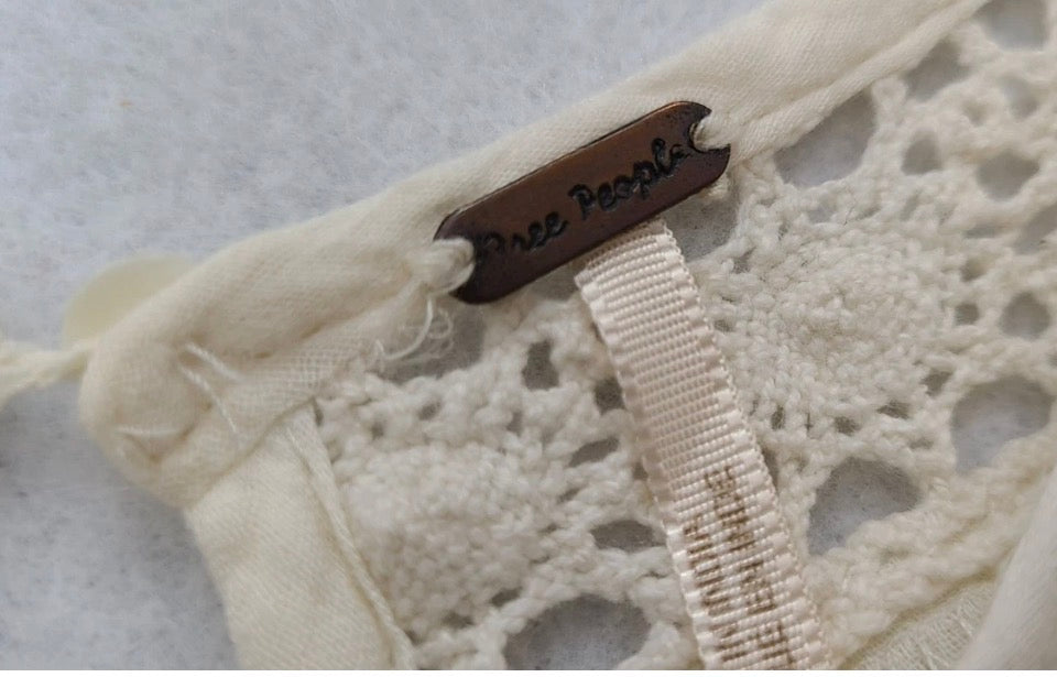 NWT Free People Perfectly Victorian ivory mini dress with blue and pink embroidery size L