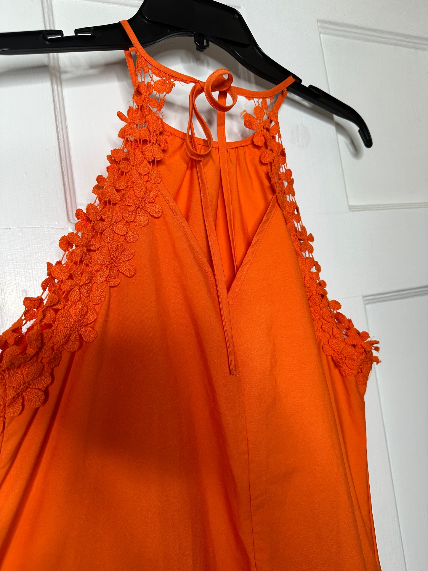 Orange maxi dress with lace detail sz L