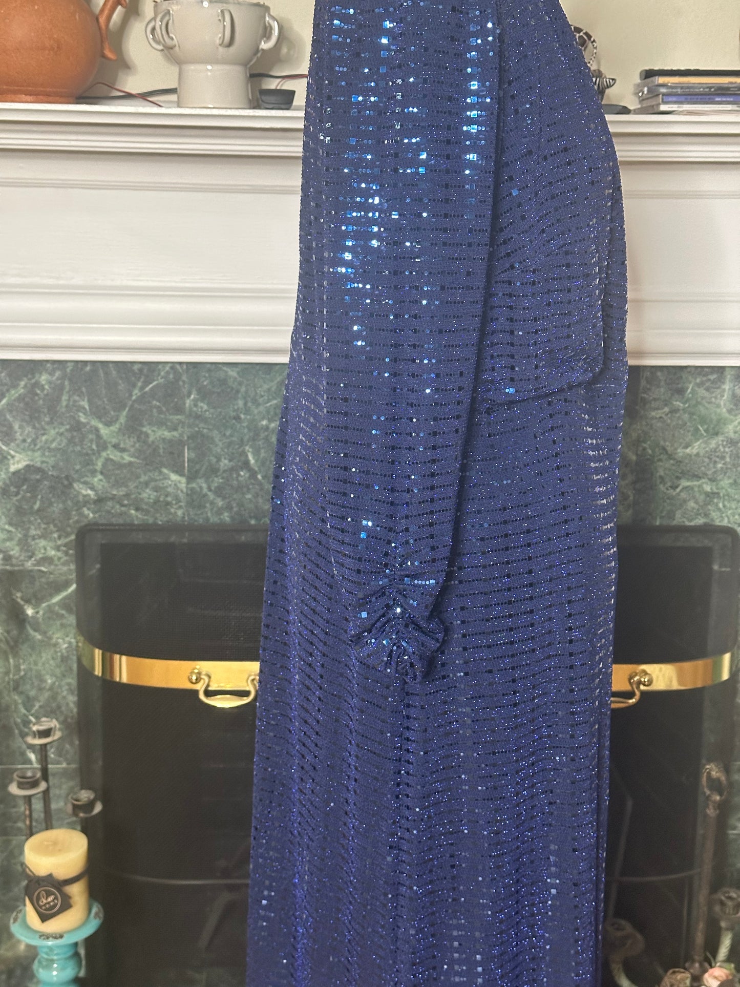 Vince Camuto Royal Blue Sequins Full Length Evening Dress sz 16W