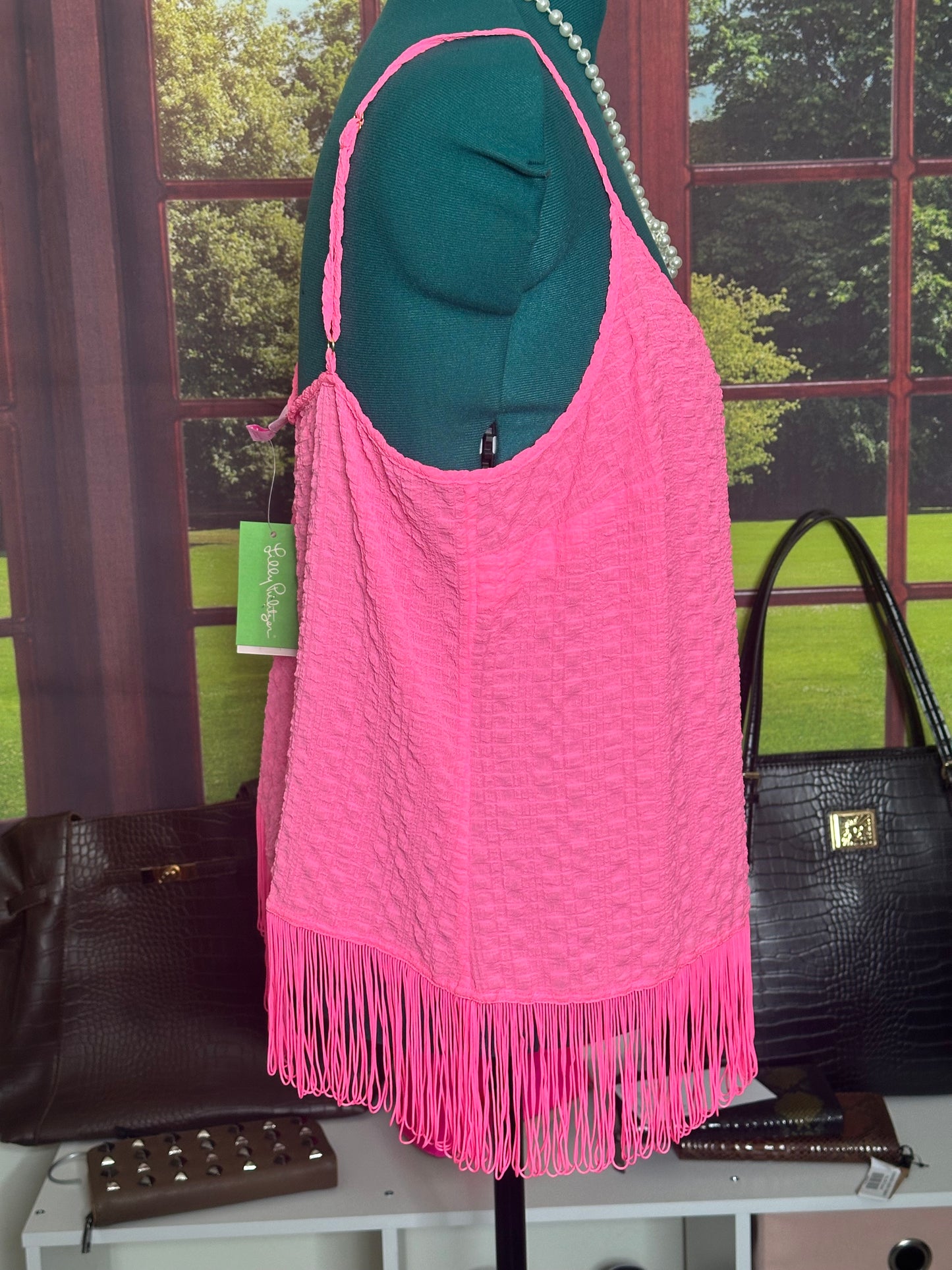 NWT Lilly Pulitzer Fuschia Fringe blouse sz XL