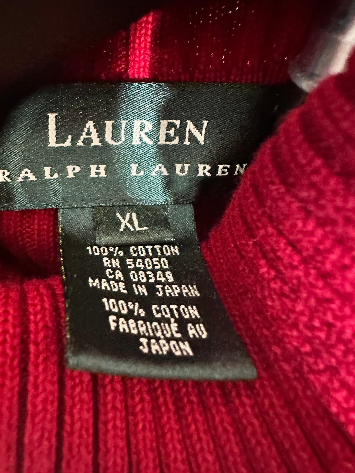 Lauren Ralph Lauren Cranberry Sleeveless Turtleneck Sz XL