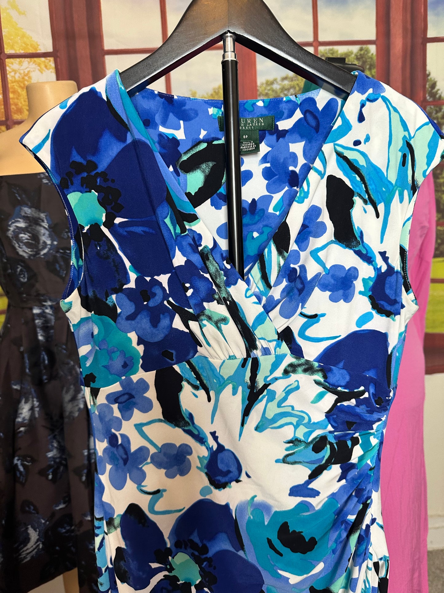 Ralph Lauren Blue Faux Wrap Dress Sz 8P