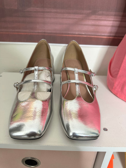 Linea Paolo Maurice Silver Maryjane Style Shoes sz 11