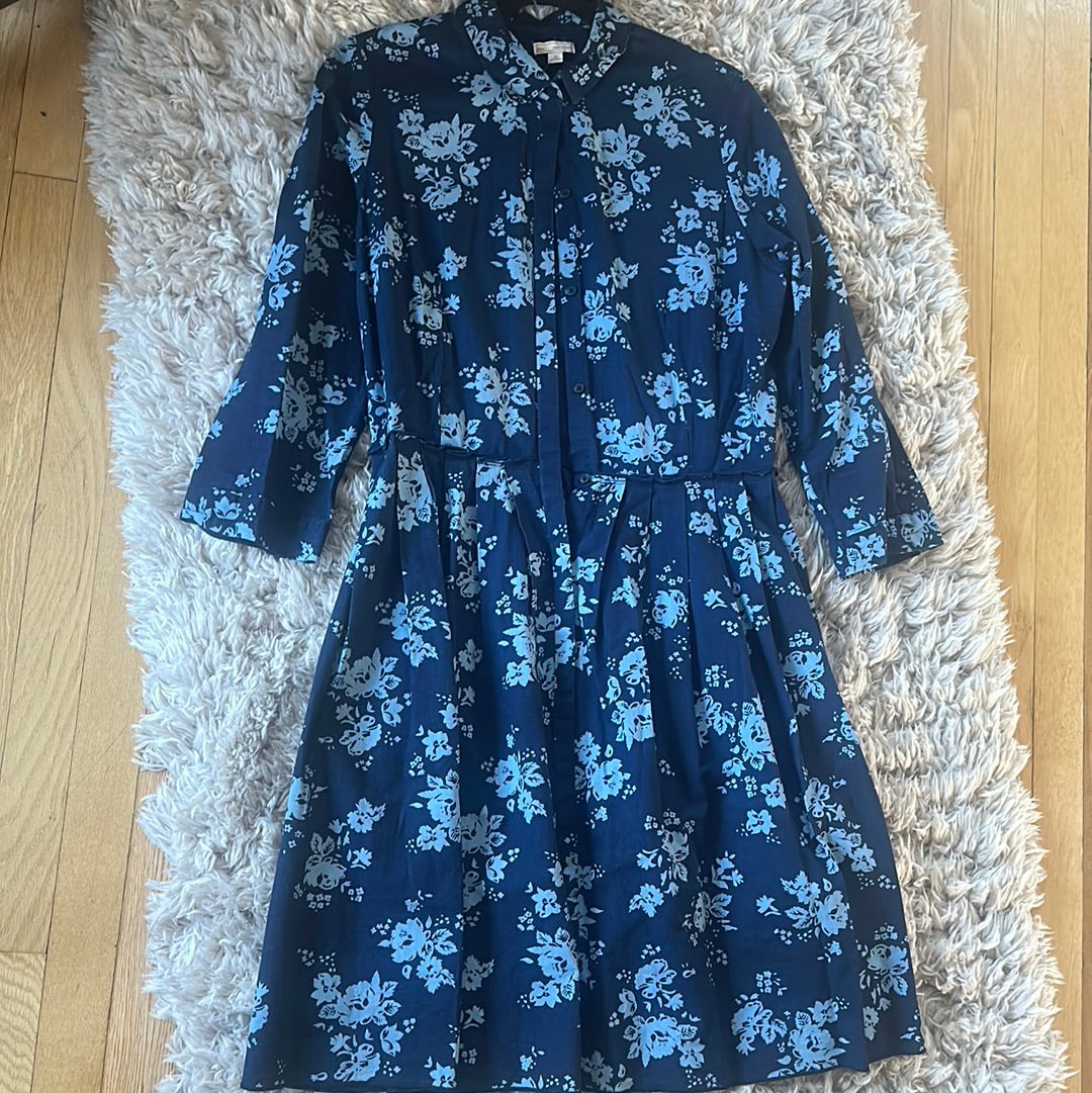 GAP navy floral button down dress sz M