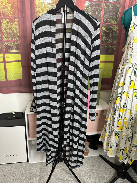 Azules black and gray stripe open cardigan
