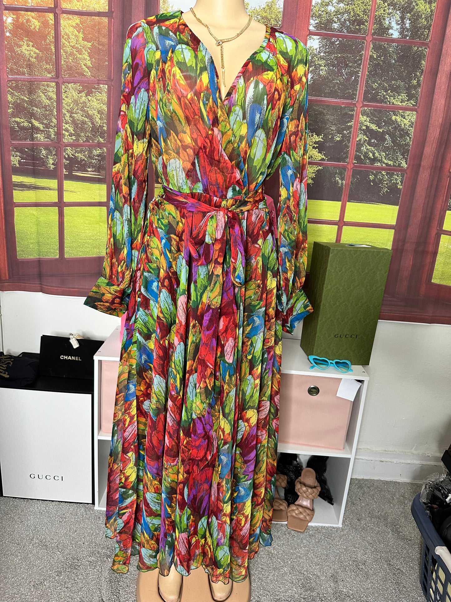 NWT Spy zone Multicolor Chiffon Maxi sz L