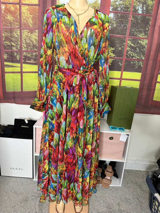 NWT Spy zone Multicolor Chiffon Maxi sz L