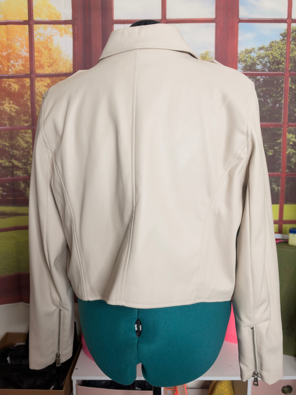 Eloquii Beige Faux leather moto jacket sz 14/16